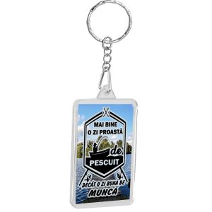 Breloc personalizat mai bine o zi proasta de pescuit decat o zi buna de munca , cadouri pentru pescari si pescuit