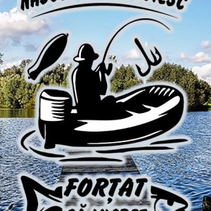 Breloc personalizat nascut sa pescuiesc fortat sa lucrez , cadouri pentru pescari si pescuit