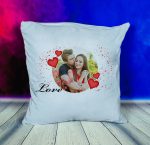 prn015 Perna imagine in cerc love Perna pufoasa personalizata cu poza in forma de inima si mesaj cadouri pentru indragostiti iubita sotie mama sora bunica