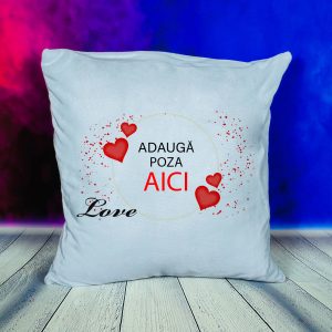 Perna pufoasa personalizata cu poza in forma de inima si mesaj cadouri pentru indragostiti iubita sotie mama sora bunica