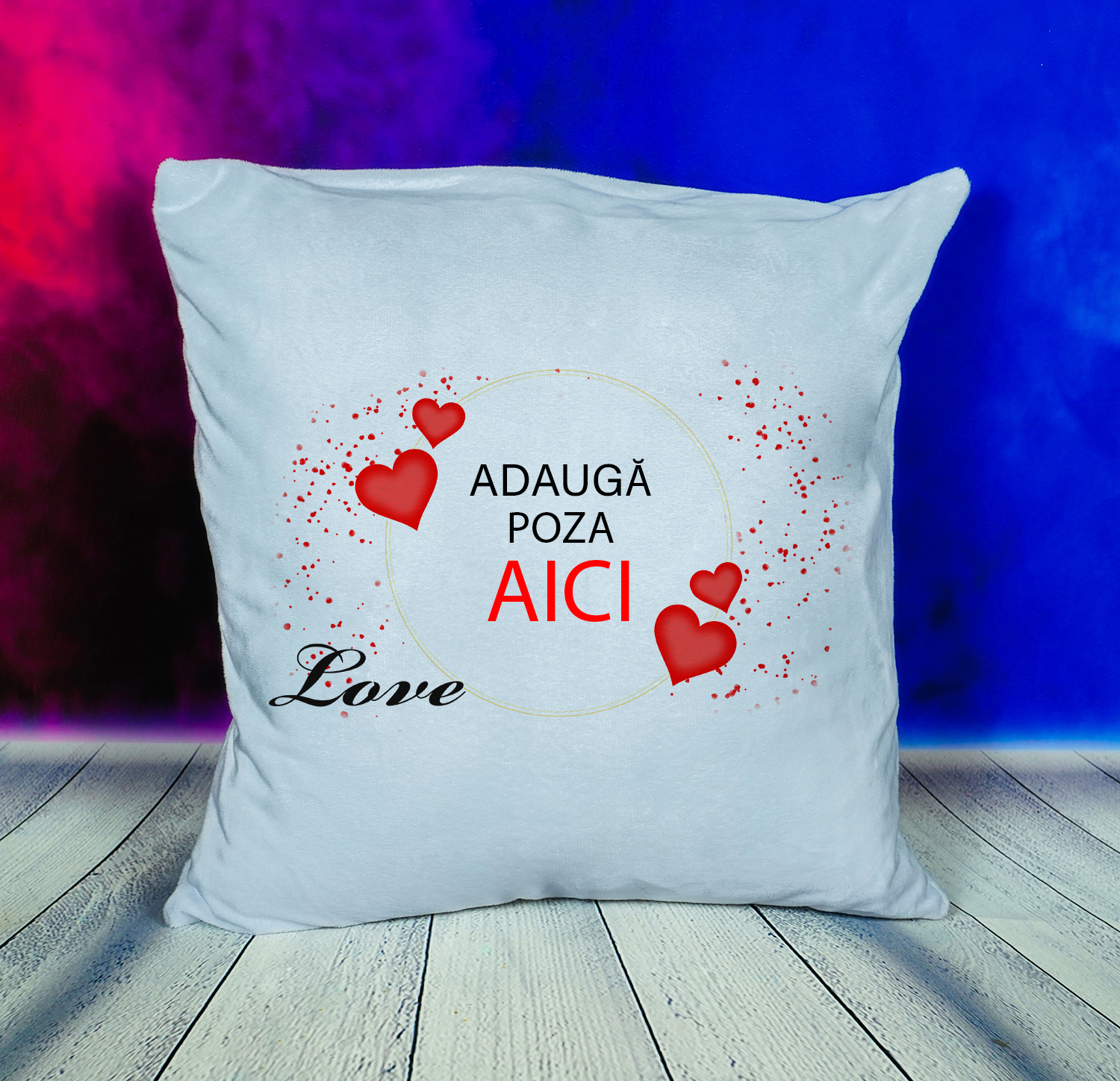 prn015 Perna imagine in cerc love template Perna pufoasa personalizata cu poza in forma de inima si mesaj cadouri pentru indragostiti iubita sotie mama sora bunica